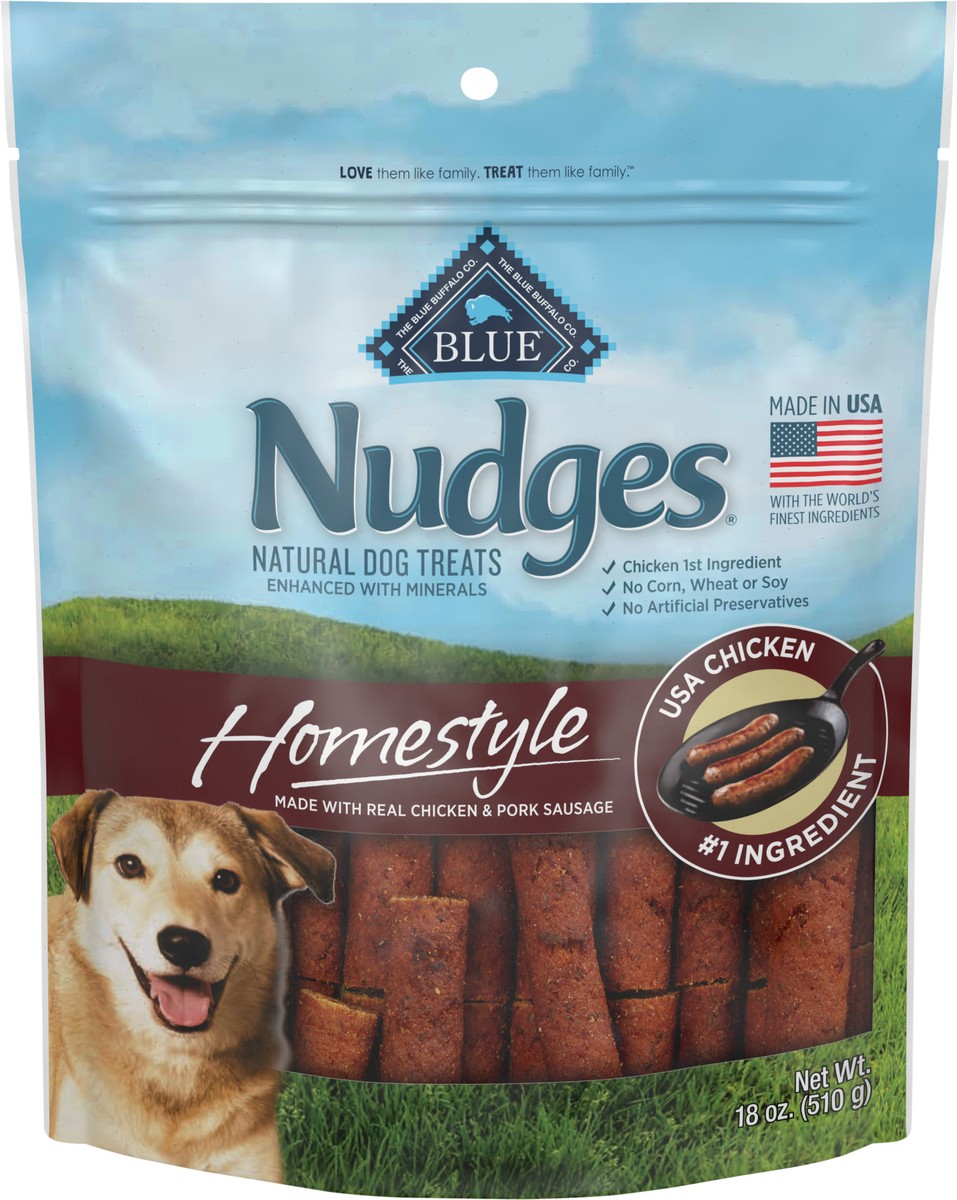 slide 2 of 5, Blue Buffalo Nudges Homestyle Natural Dog Treats, Chicken and Pork, 18oz Bag, 18 oz
