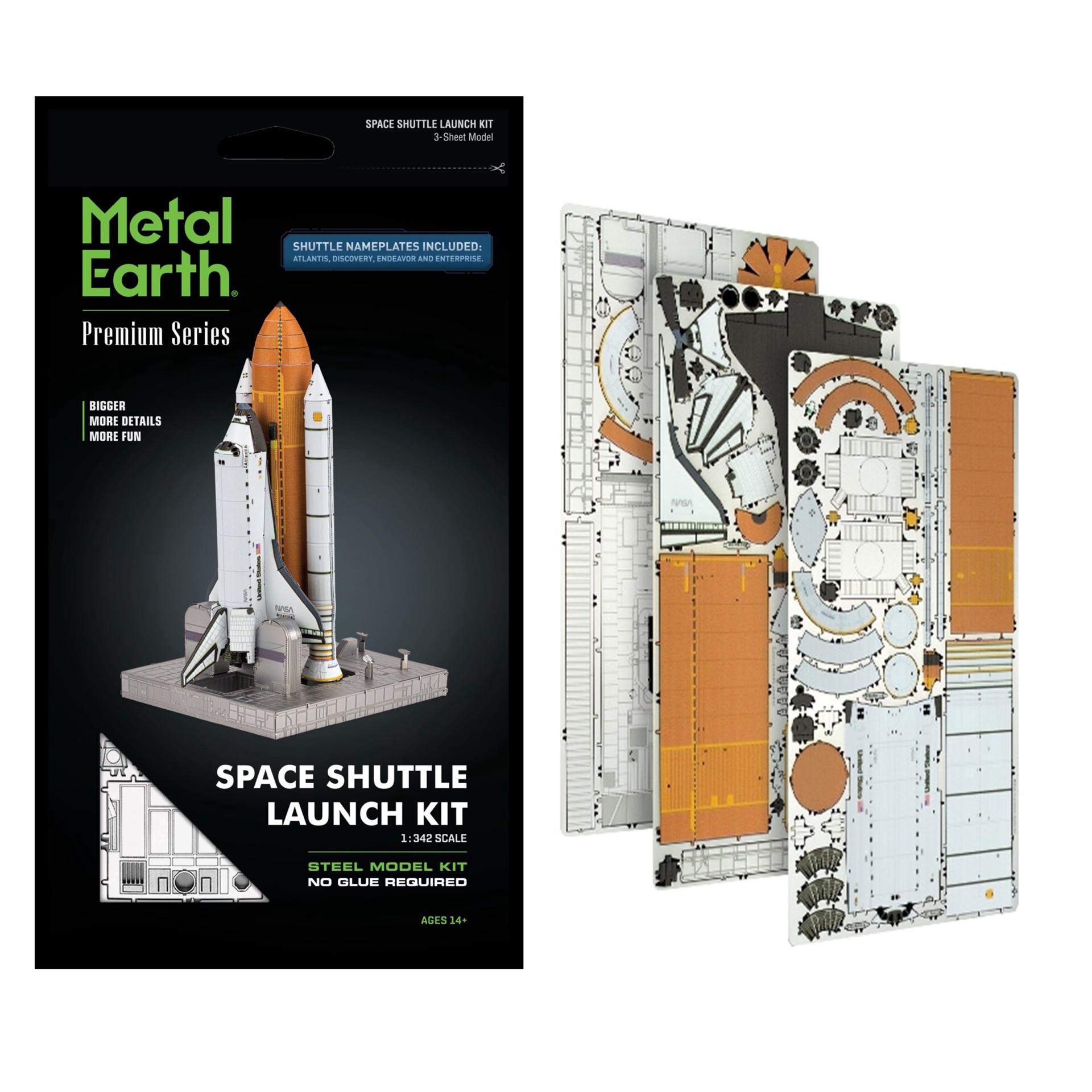 slide 8 of 14, Fascinations Metal Earth Premium Series Space Shuttle Launch Steel Model Kit, 4.13 in x 3.54 in x 6.7 in