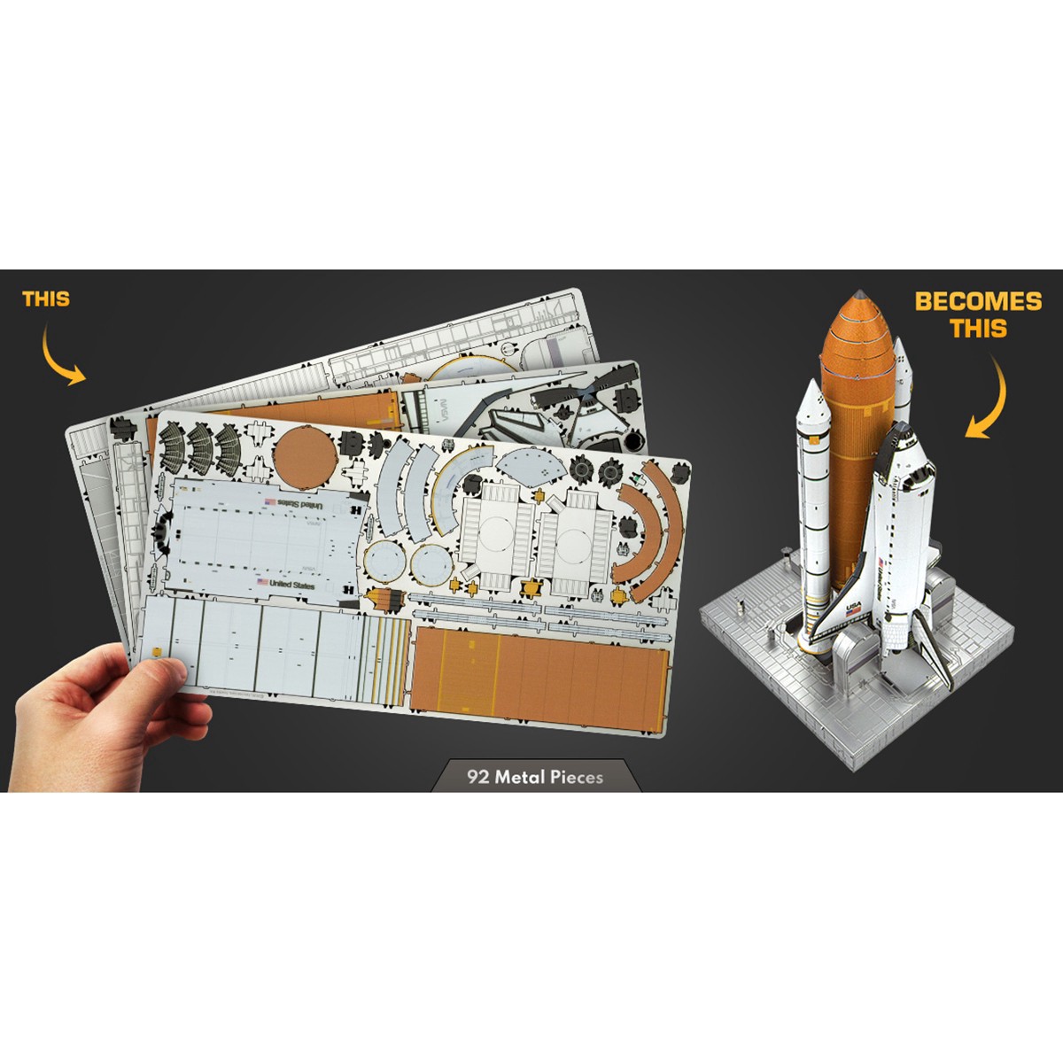 slide 3 of 14, Fascinations Metal Earth Premium Series Space Shuttle Launch Steel Model Kit, 4.13 in x 3.54 in x 6.7 in