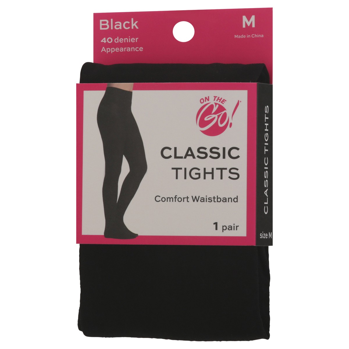 slide 2 of 10, On the Go Black Classic Tights M 1 ea, 1 ct