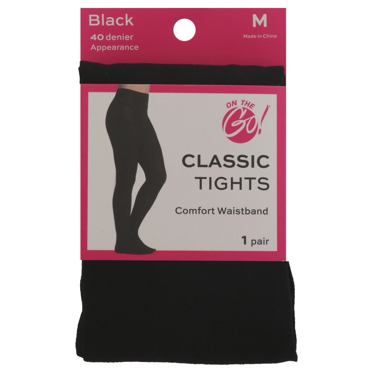 slide 1 of 10, On the Go Black Classic Tights M 1 ea, 1 ct