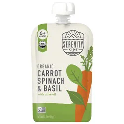 Serenity Kids Organic Carrot, Spinach & Basil with Organic Olive Oil Pouch