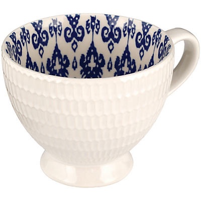 slide 1 of 1, Signature Housewares White/Blue Porcelain Footed Cup, 1 ct