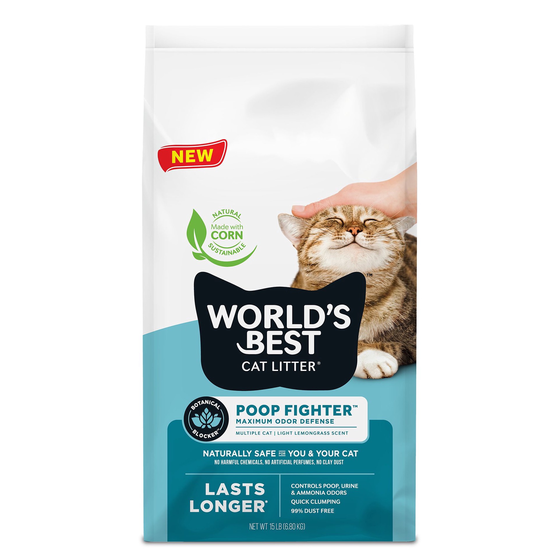 slide 1 of 1, World's Best Cat Litter Poop Fighter Cat Litter 15 lb, 15 lb