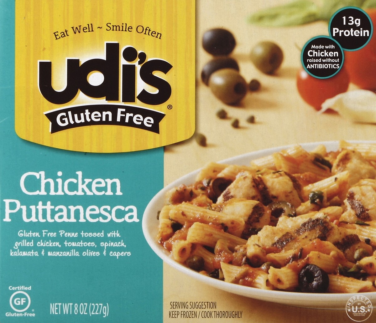 slide 4 of 4, Udi's Gluten Free Chicken Puttanesca, 8 oz