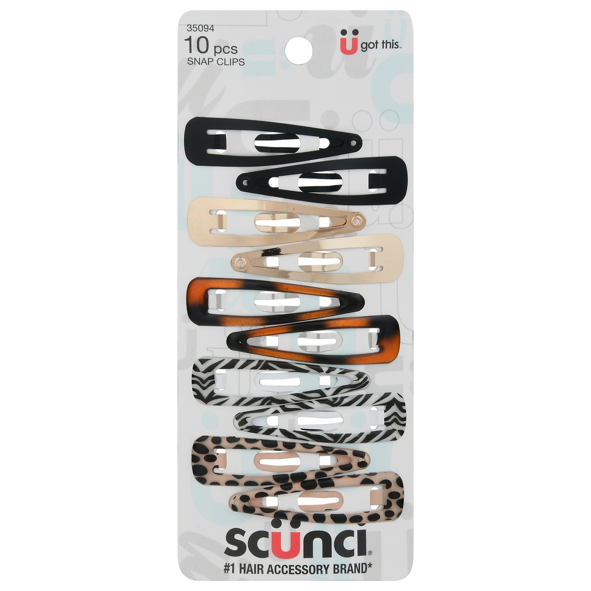 slide 1 of 9, scünci Scunci Mixed Colors Snap Clips, 10 ct