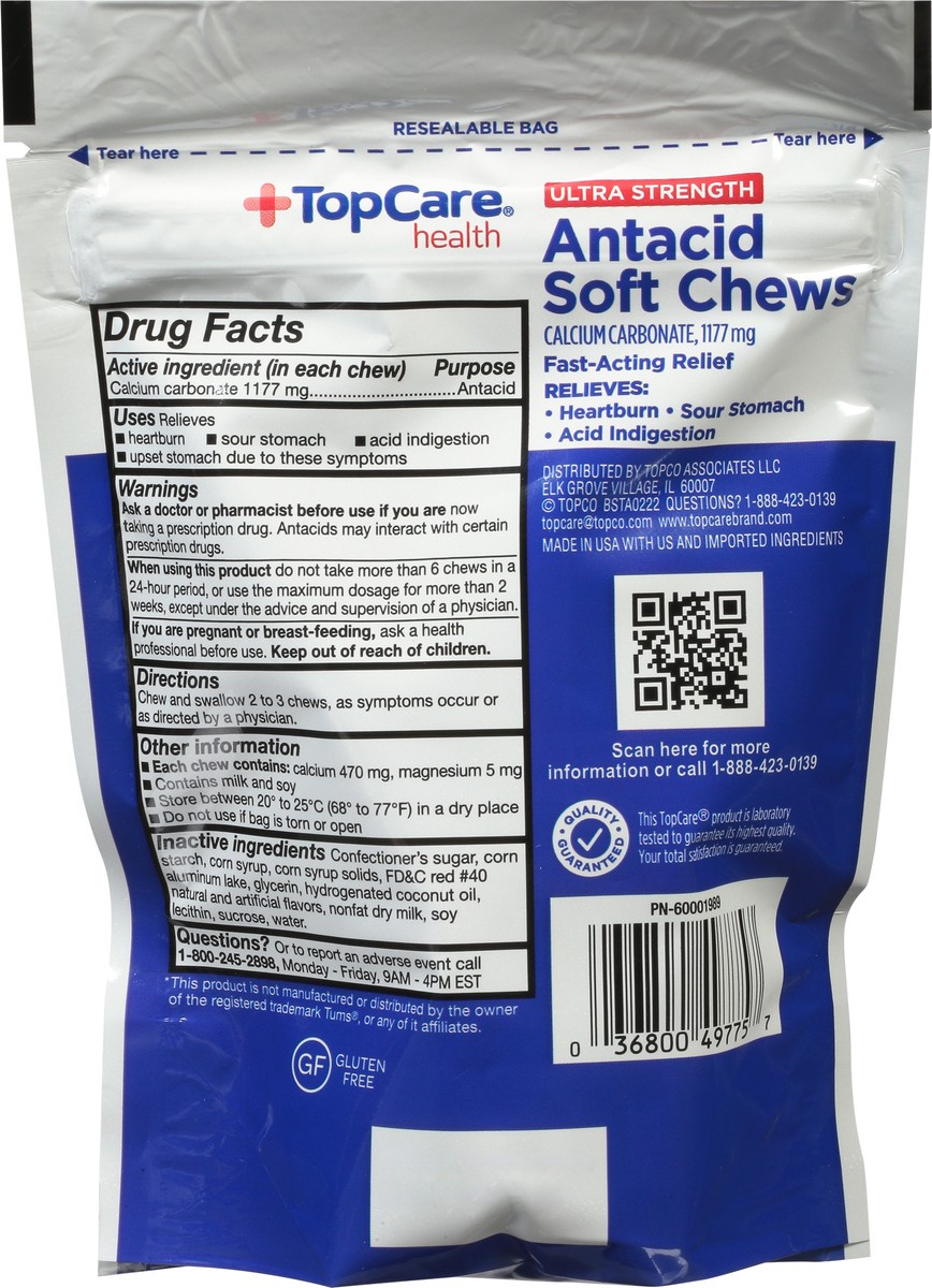 slide 2 of 14, TopCare Health 1177 mg Ultra Strength Cherry Flavor Antacid 32 Soft Chews, 32 ct