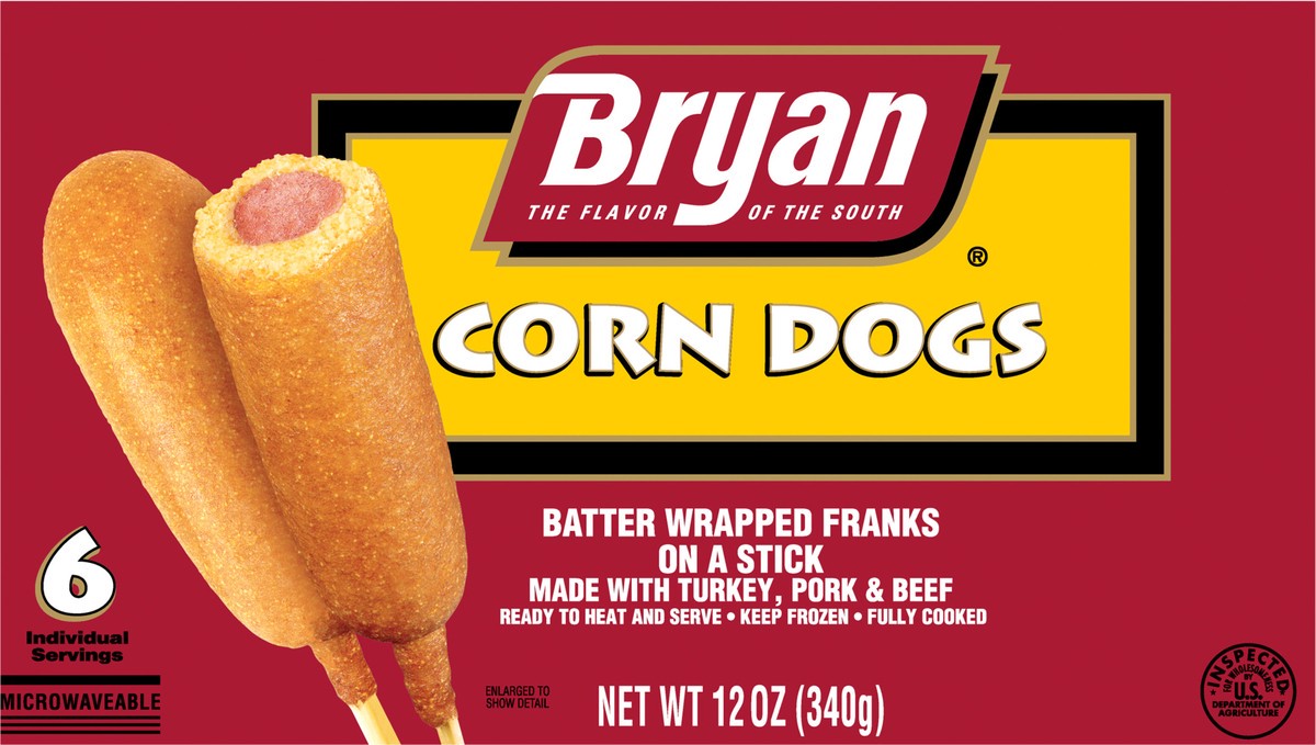 slide 11 of 11, Bryan Corn Dogs, 6 Count (Frozen), 340.19 g