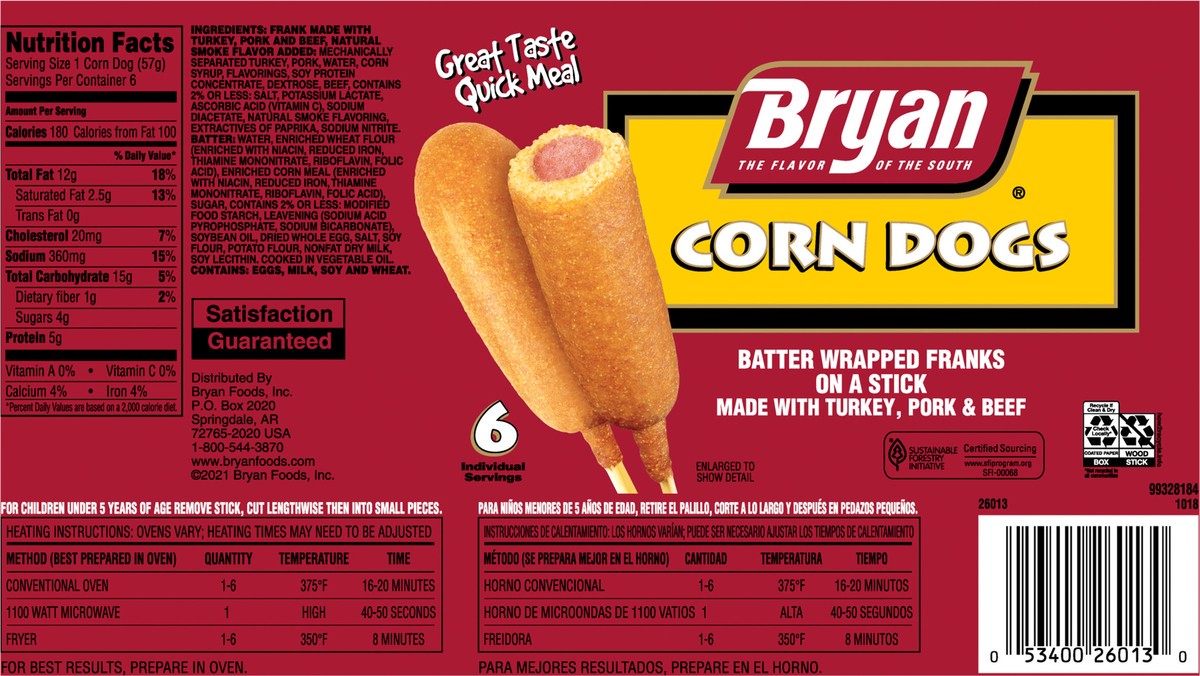 slide 7 of 11, Bryan Corn Dogs, 6 Count (Frozen), 340.19 g