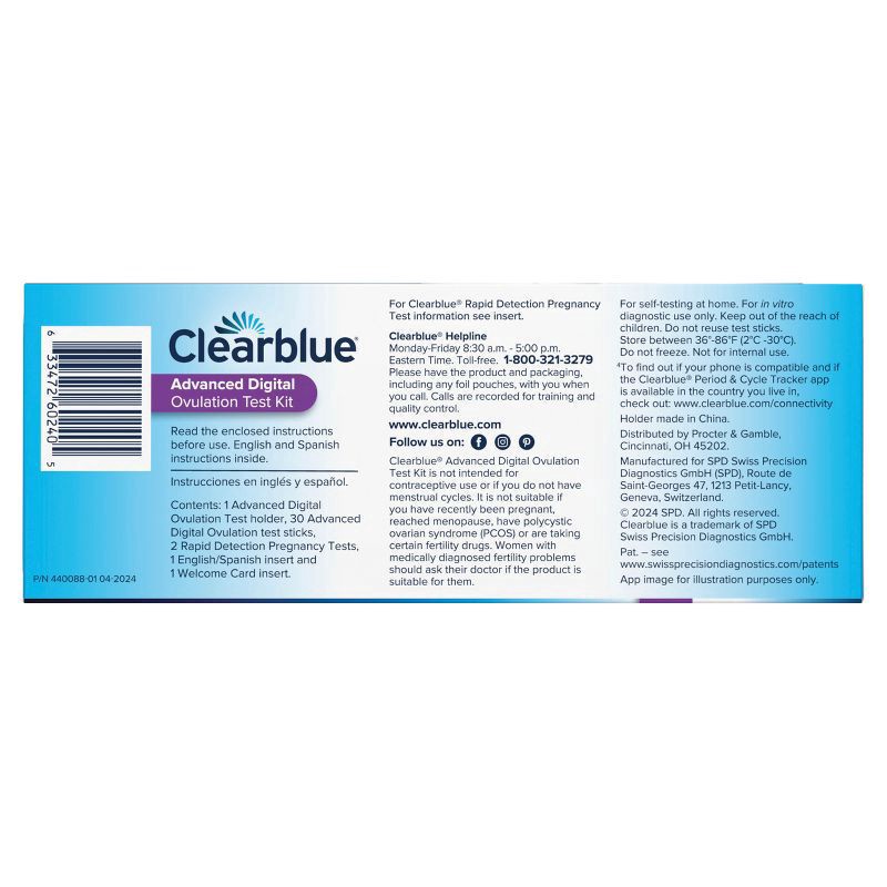 slide 3 of 7, Clearblue Advanced Digital Ovulation Test + 2 Pregnancy Test - 30ct, 30 ct