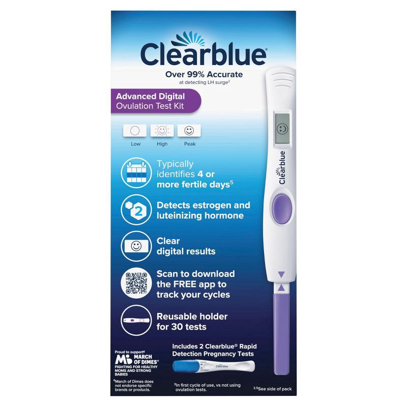 slide 4 of 7, Clearblue Advanced Digital Ovulation Test + 2 Pregnancy Test - 30ct, 30 ct
