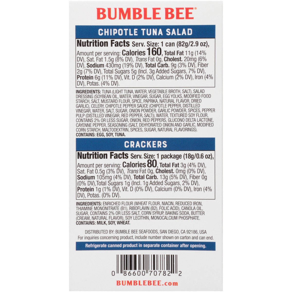 slide 11 of 14, Bumble Bee Snack on the Run! Chipotle Tuna Salad with Crackers Kit 3.5 oz. Box, 3.5 oz