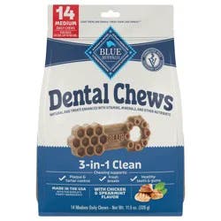 Blue Buffalo Medium Dental Chews for Dogs, Daily Dental Care Dog Treats with Natural Ingredients, Chicken & Spearmint (14 Count)