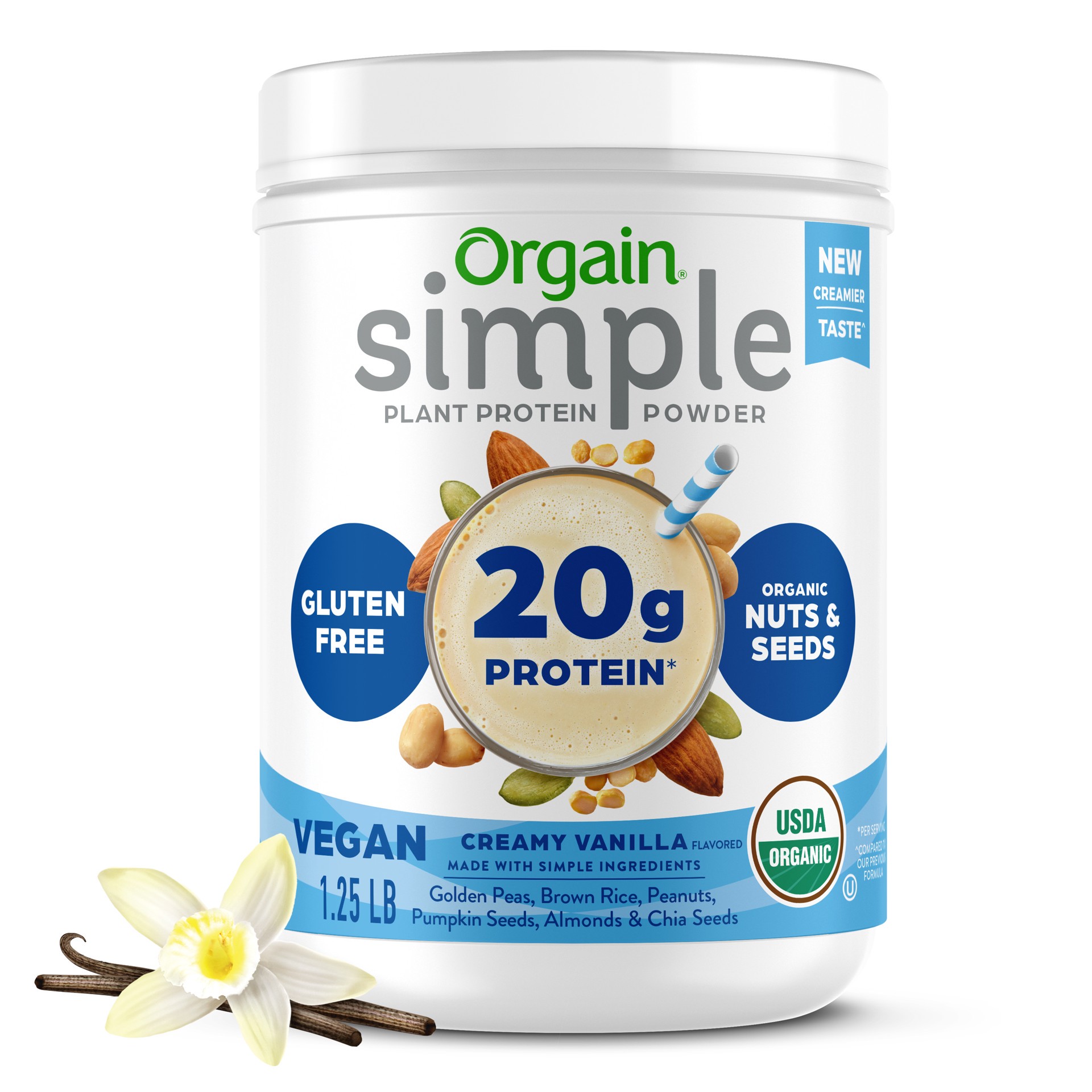 slide 1 of 13, Orgain Vanilla Simple Protein Powder, 1.25 lb