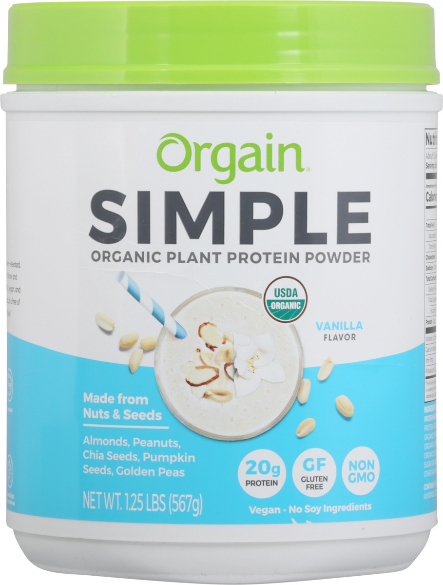 slide 1 of 13, Orgain Simple Organic Vegan 20g Protein Powder- Plant Based, Non-GMO, Vanilla 1.25lb, 1.25 lb
