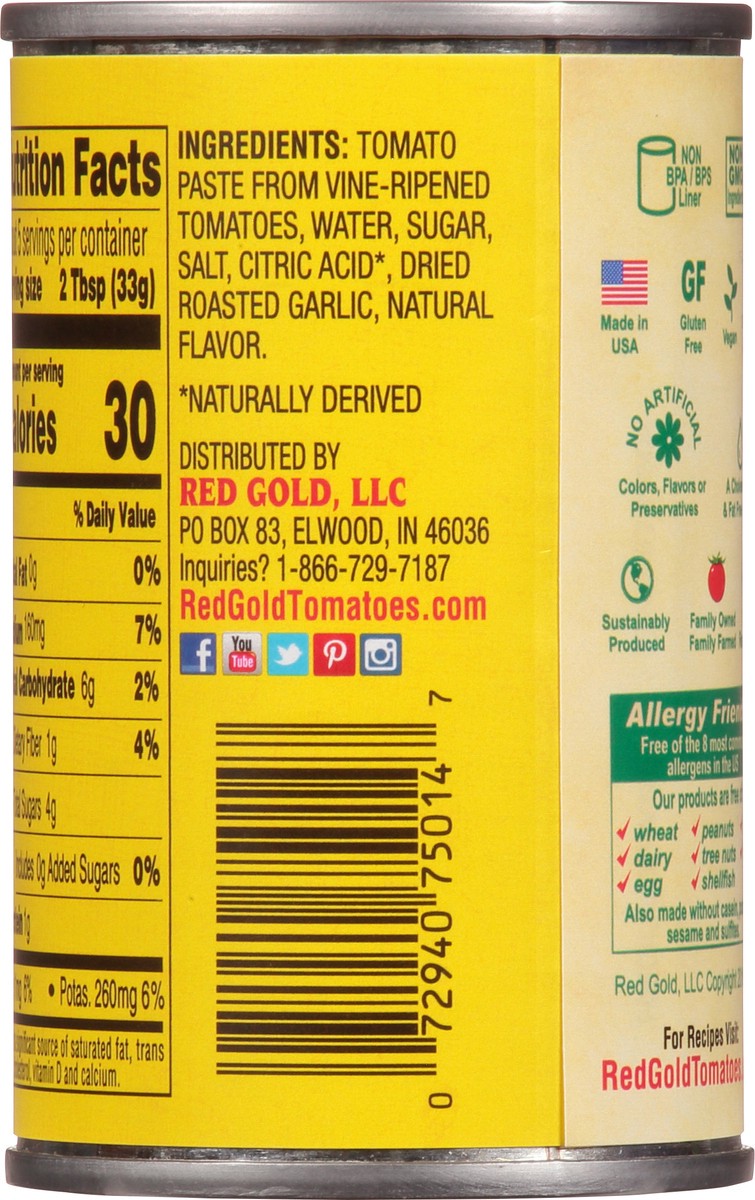 slide 3 of 11, Red Gold Roasted Garlic Tomato Paste 6 oz, 6 oz