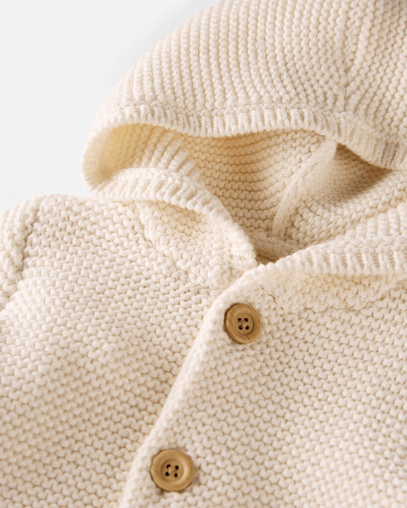 slide 6 of 6, Littleplanet Baby Cream Organic Signature Stitch Cardigan Cream 6M, 1 ct