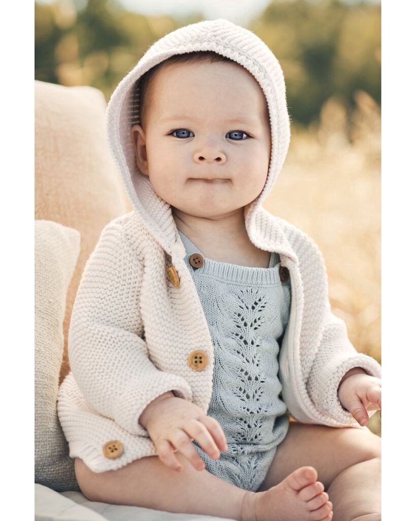 slide 5 of 6, Littleplanet Baby Cream Organic Signature Stitch Cardigan Cream 6M, 1 ct