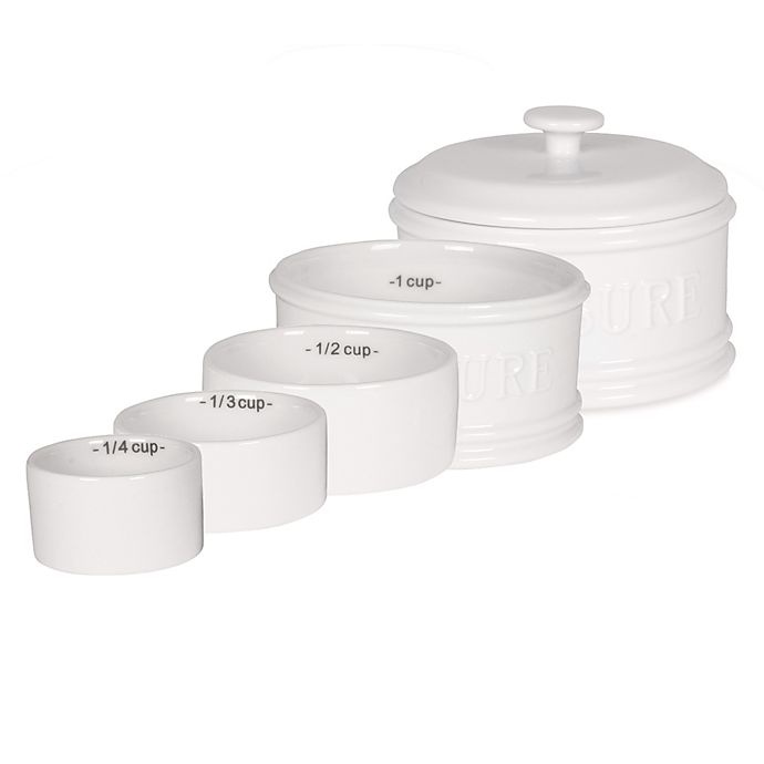 slide 1 of 5, Everyday White Bistro White Nested Measuring Cup Set, 5 ct