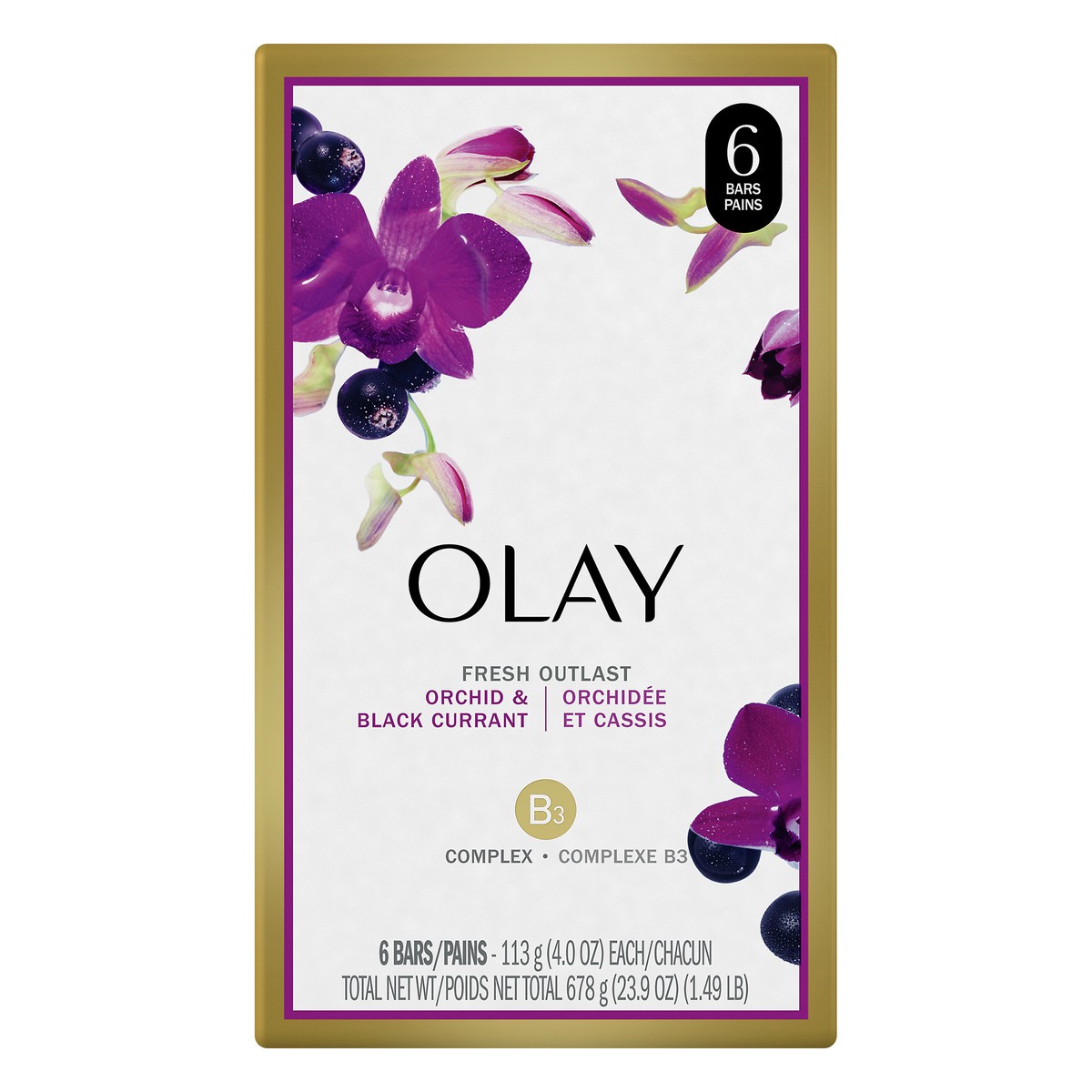 slide 1 of 6, Olay Fresh Outlast Orchid & Black Currant Beauty Bars 6 ea, 23.9 oz