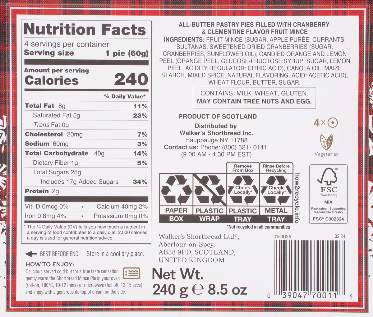 slide 11 of 14, Walkers Cranberry & Clementine Mince Pie 8.5oz - 8.5 OZ, 8.5 oz