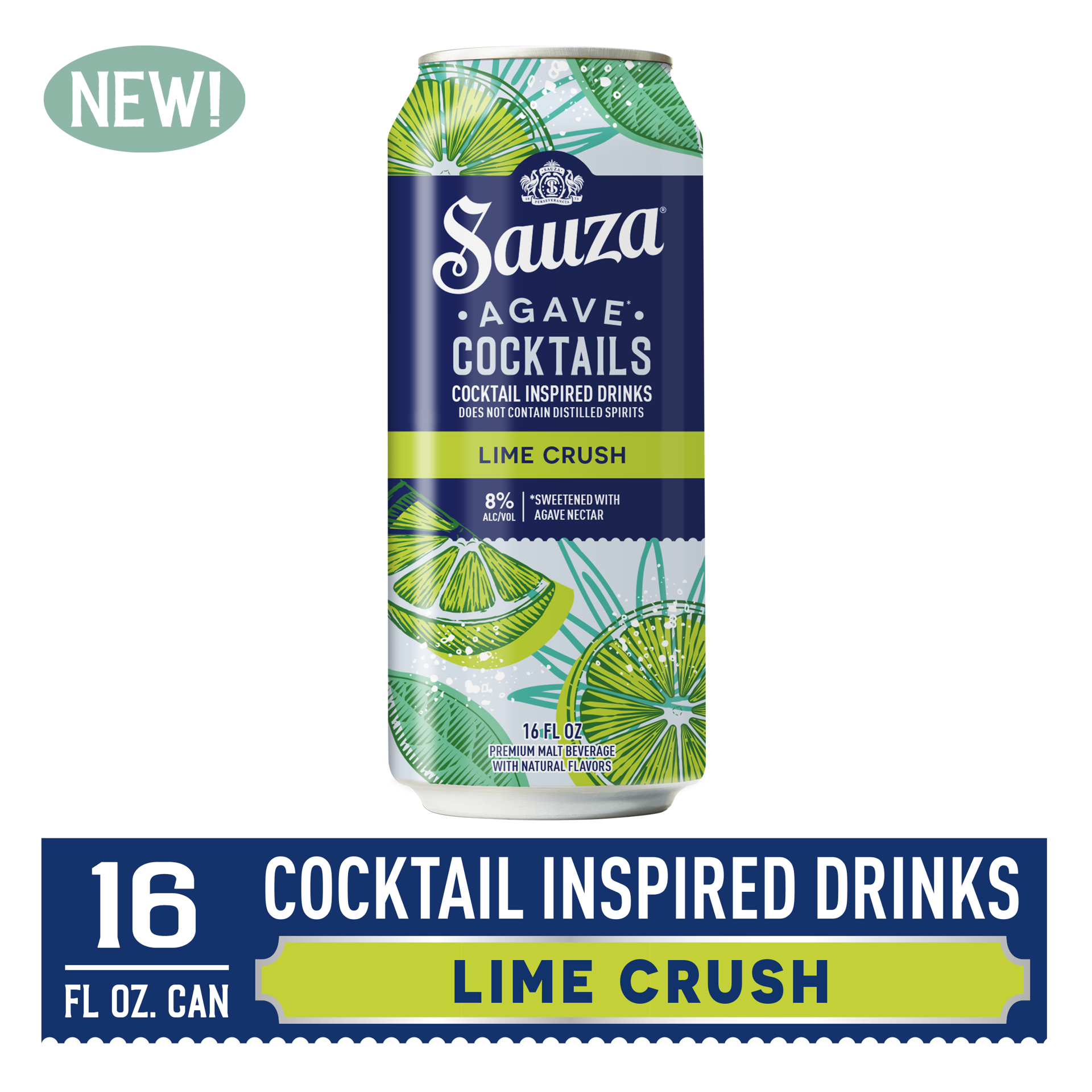 slide 1 of 7, Sauza Agave Cocktails Lime Crush 8% ABV (16 fl. oz. Can), 1 PK