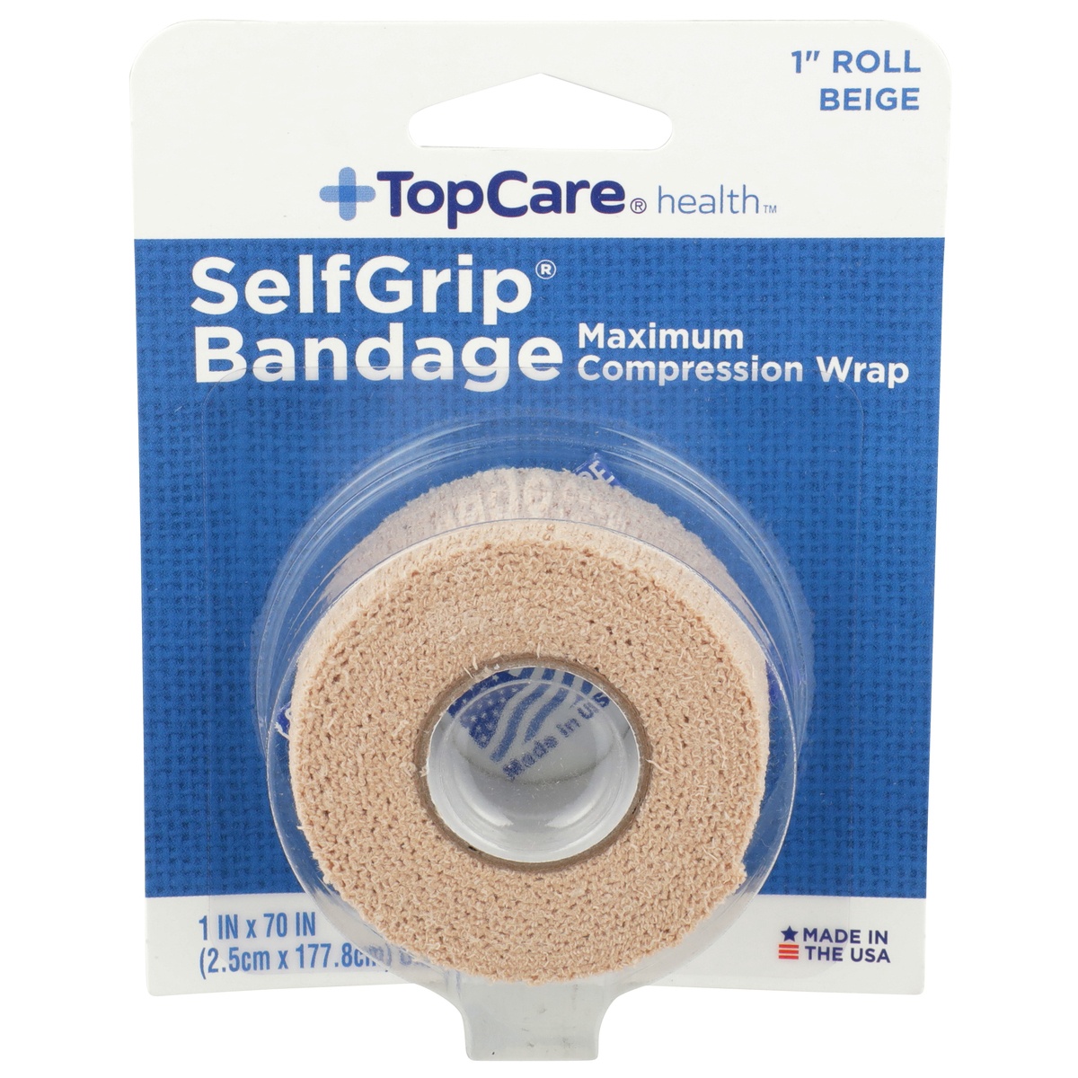 slide 1 of 1, TopCare Beige Self Grip Bandage, 1 in x 70 in