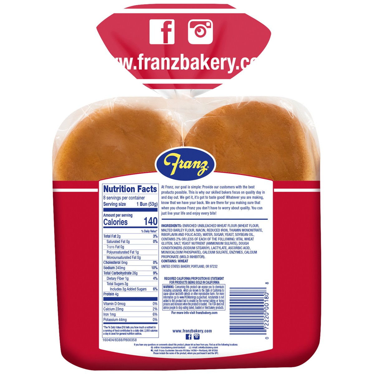 slide 7 of 8, Franz Cluster Hamburger Buns Hamburger Buns 15oz, 15 oz