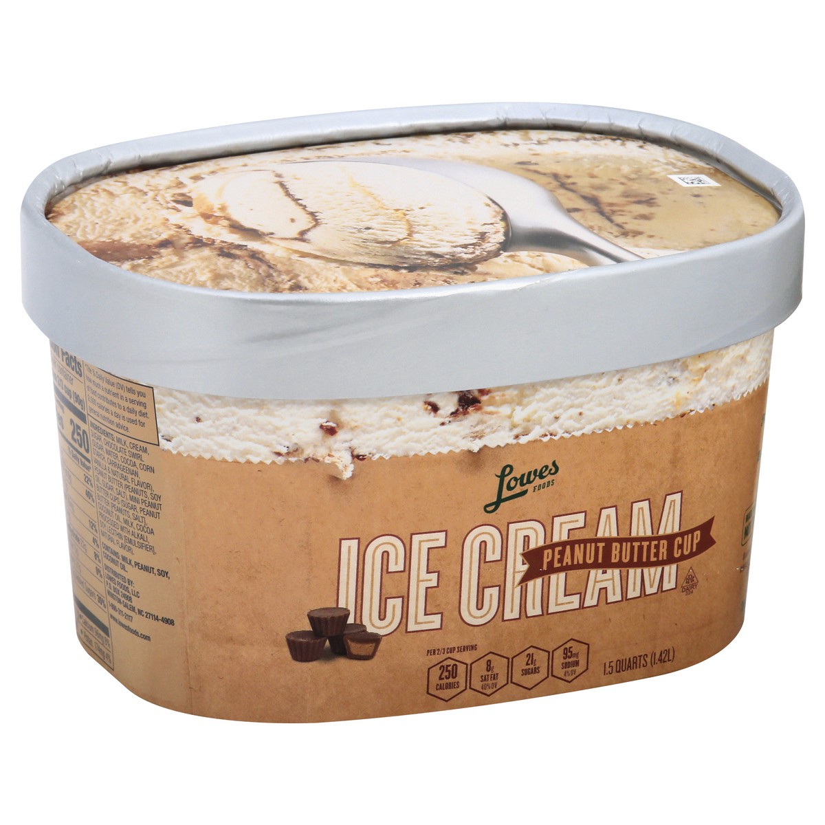 slide 2 of 5, Lowes Foods Ice Cream Premium Peanut Butter Cup, 48 oz