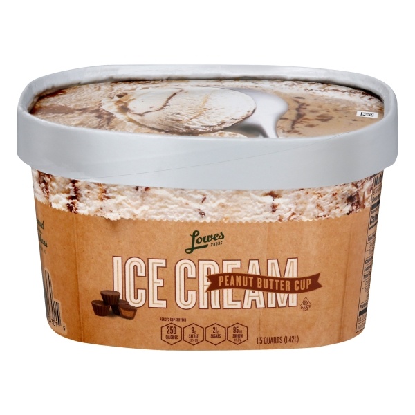 slide 1 of 5, Lowes Foods Ice Cream Premium Peanut Butter Cup, 48 oz