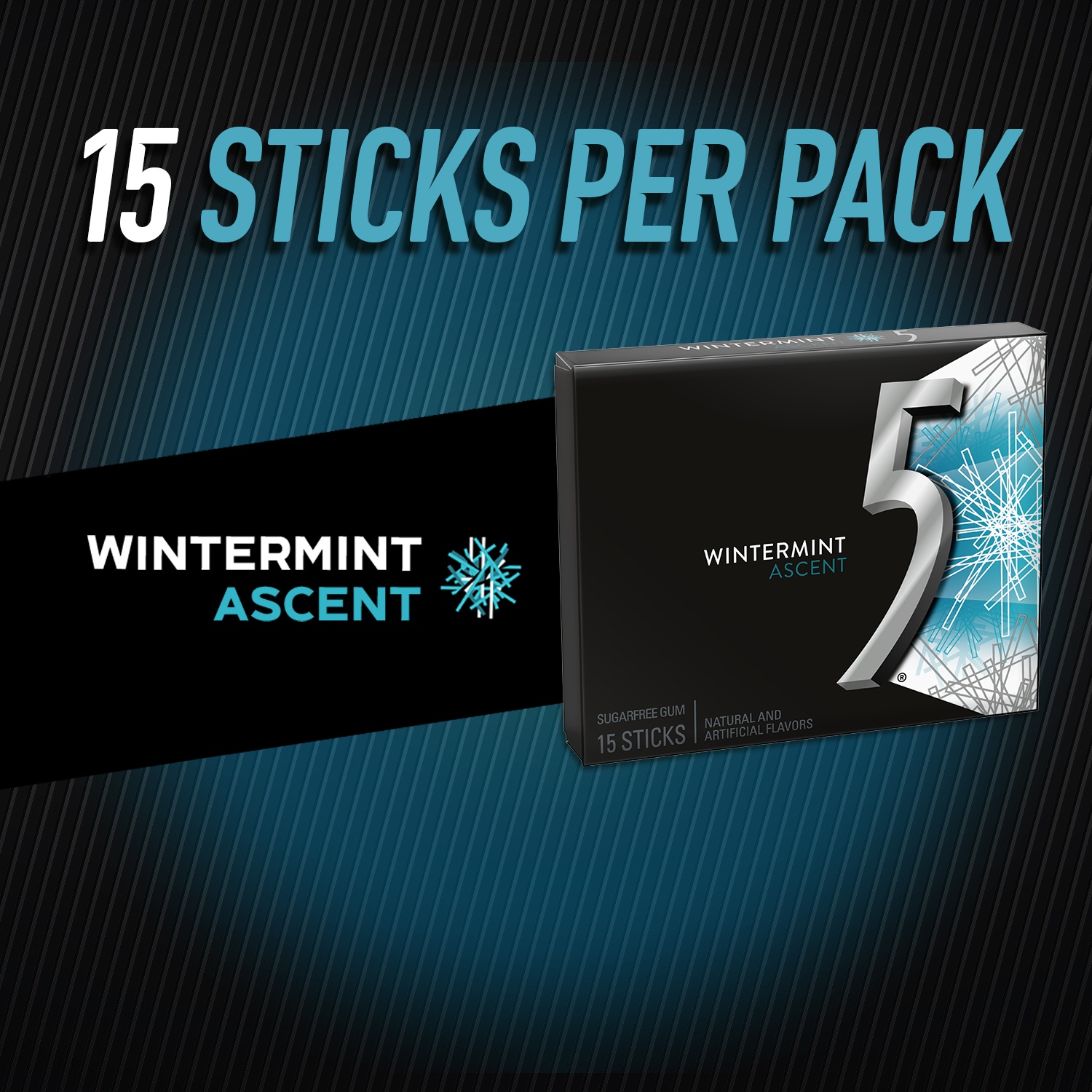 slide 4 of 7, 5 Gum Wintermint Ascent Sugar Free Chewing Gum, 3 pk; 15 ct