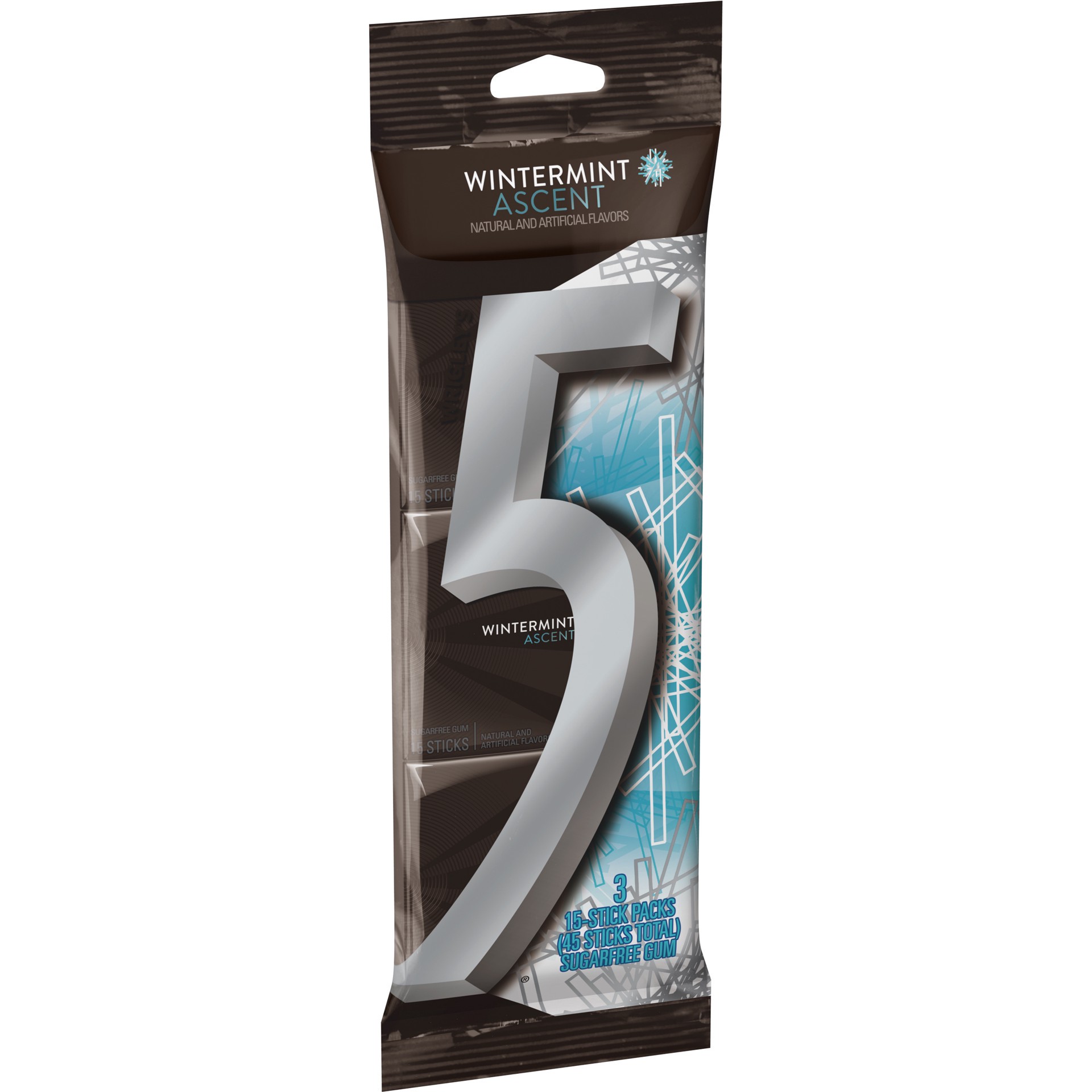 slide 1 of 8, 5 GUM Wintermint Ascent Sugar Free Chewing Gum, 15 ct (3 Pack), 45 pc