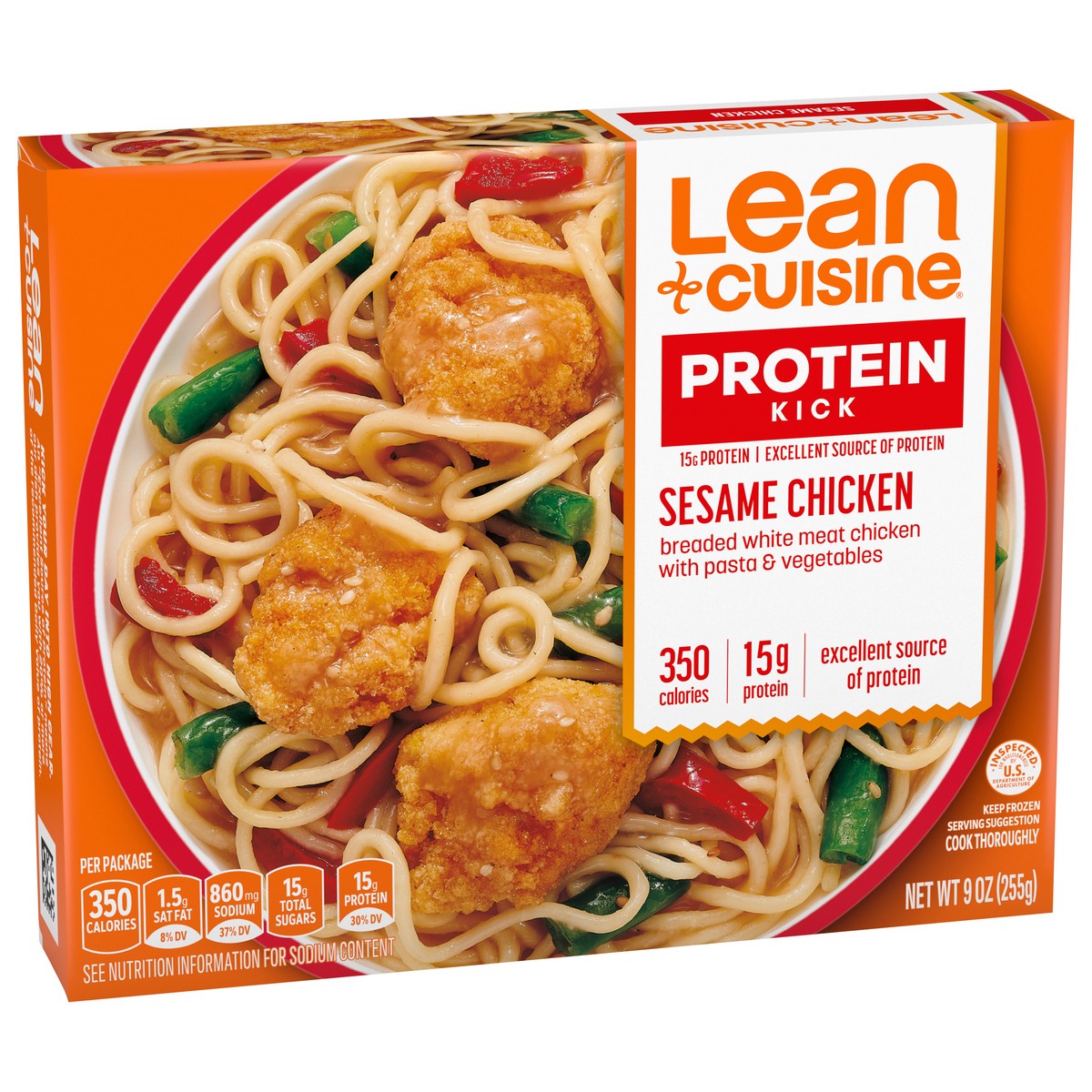 slide 9 of 9, Lean Cuisine Frozen Meal Sesame Chicken, Protein Kick Microwave Meal, Microwave Chicken Dinner, Frozen Dinner for One, 9 oz