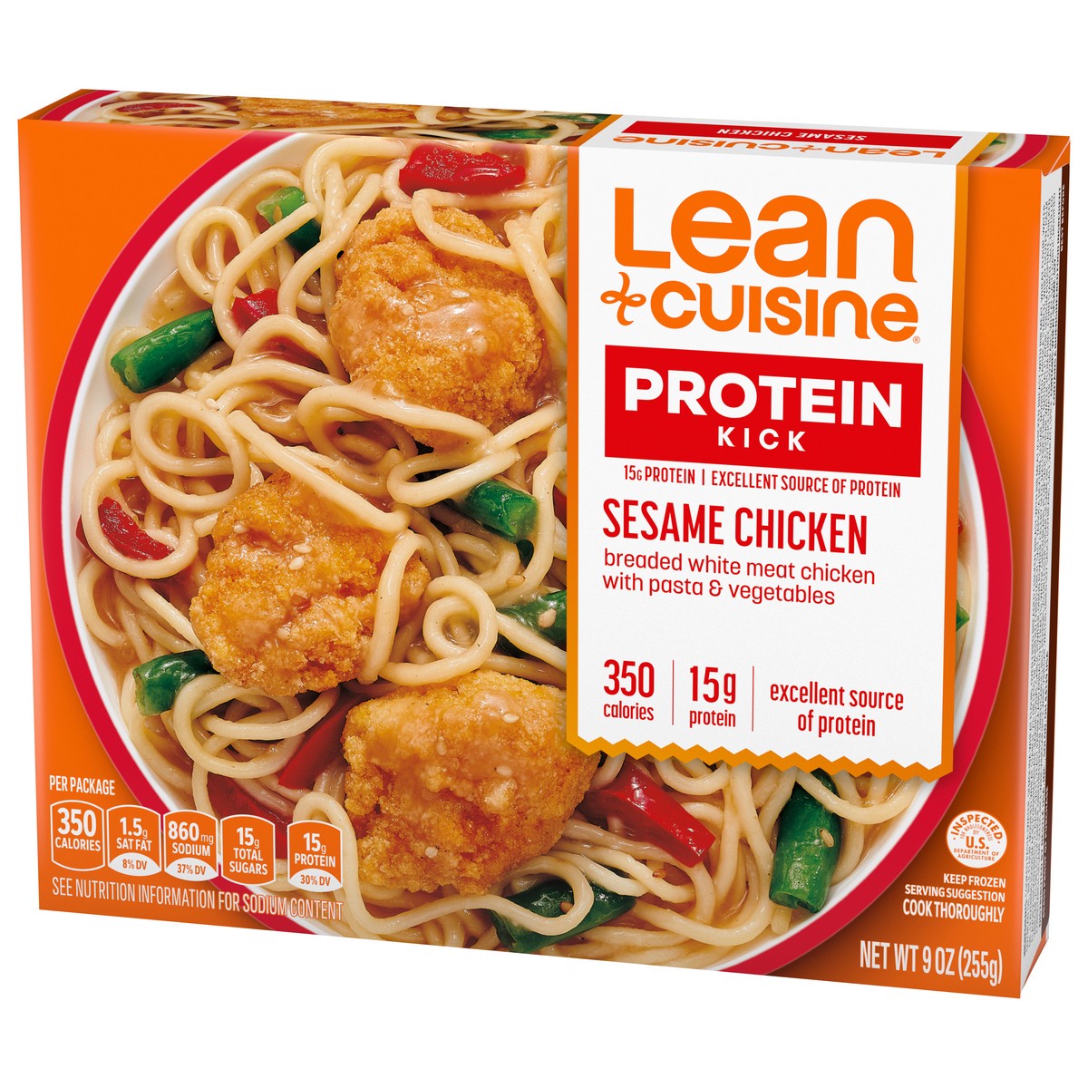 slide 9 of 9, Lean Cuisine Frozen Meal Sesame Chicken, Protein Kick Microwave Meal, Microwave Chicken Dinner, Frozen Dinner for One, 9 oz