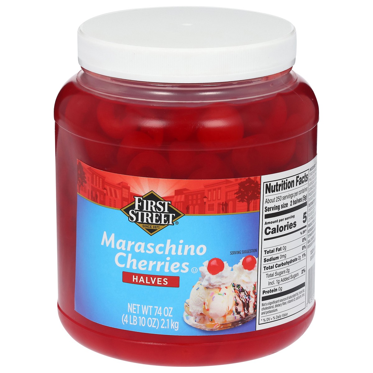 slide 3 of 4, First Street Cherry Halves, 72 oz