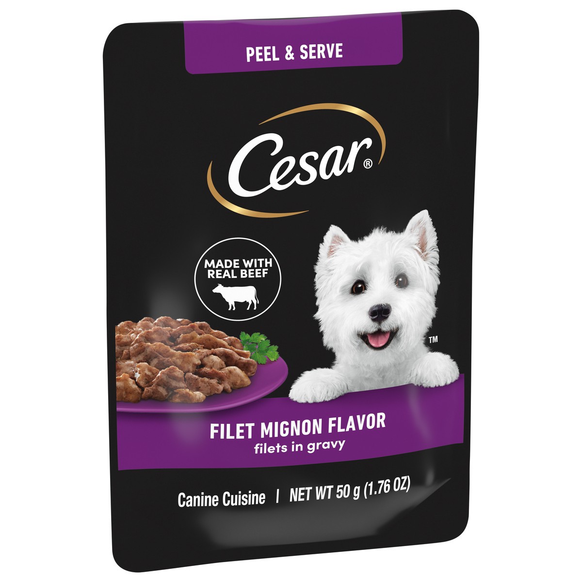 slide 5 of 15, Cesar Filets in Gravy Filet Mignon Flavor Canine Cuisine 1.76 oz, 1.76 oz
