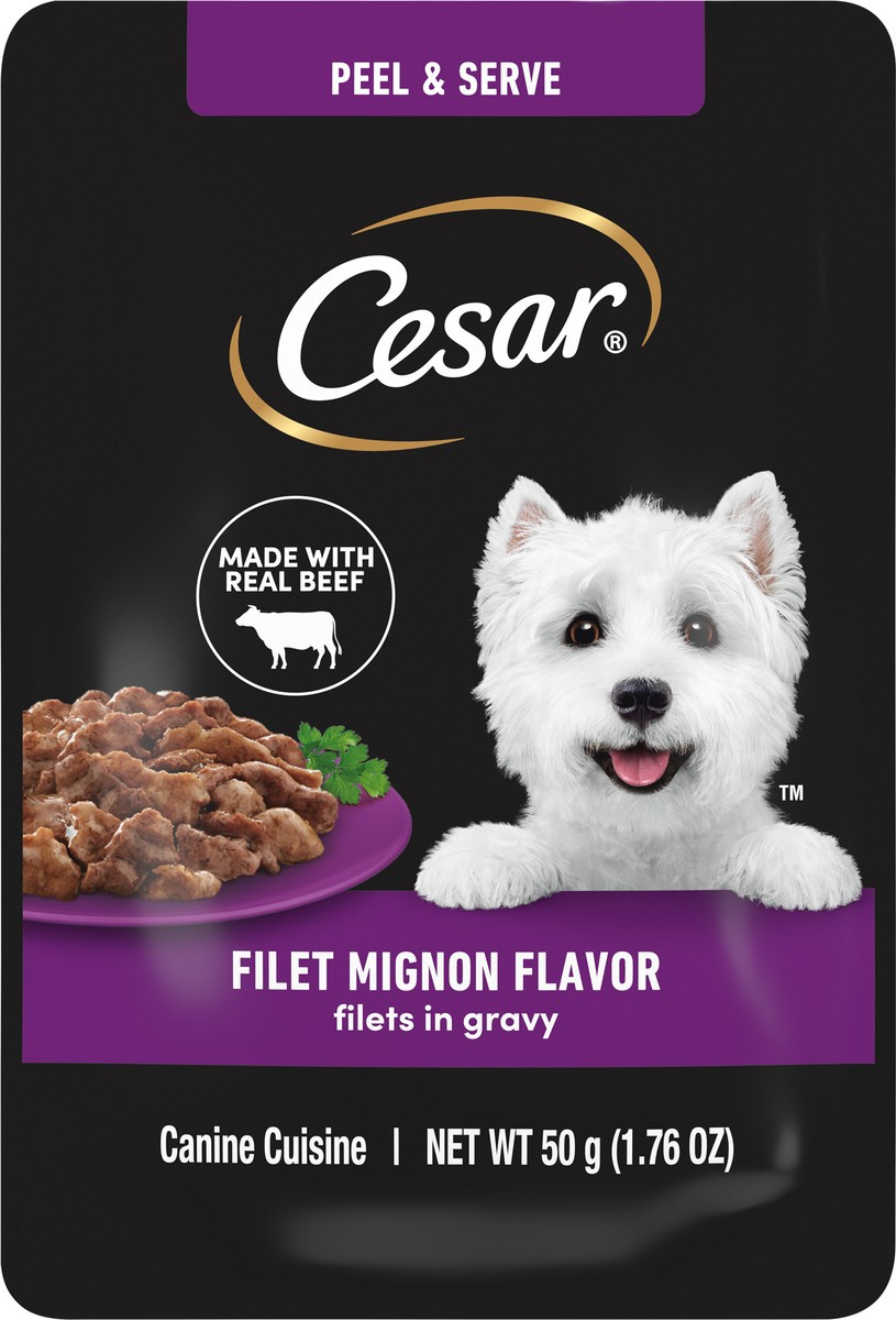 slide 13 of 15, Cesar Filets in Gravy Filet Mignon Flavor Canine Cuisine 1.76 oz, 1.76 oz
