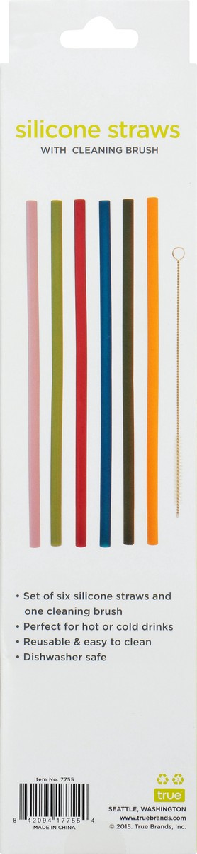 slide 7 of 9, TRUE Silicone Straws with Cleaning Brush 6 ea, 6 ct