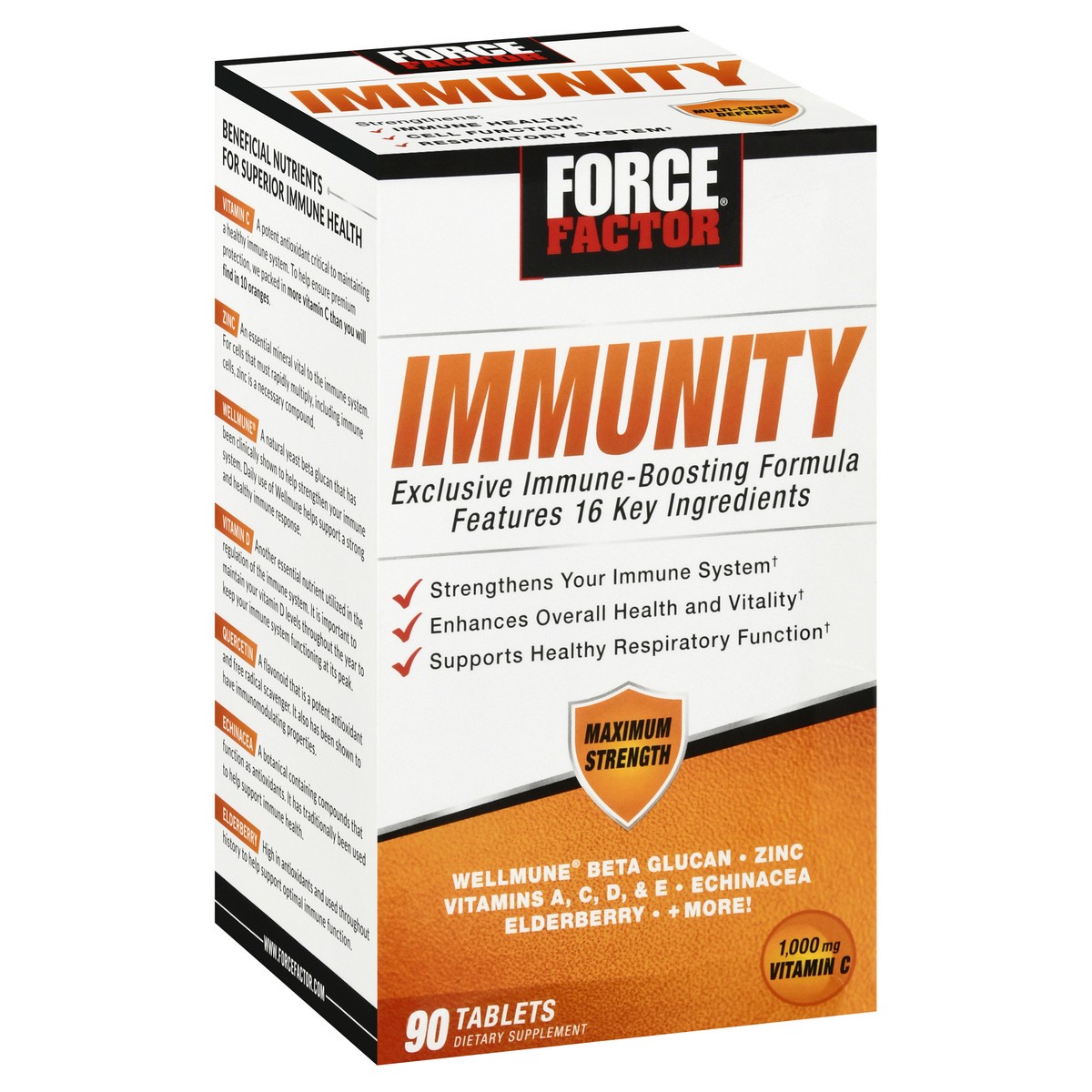 slide 2 of 13, Force Factor 1000 mg Tablets Immunity 90 ea, 90 ct