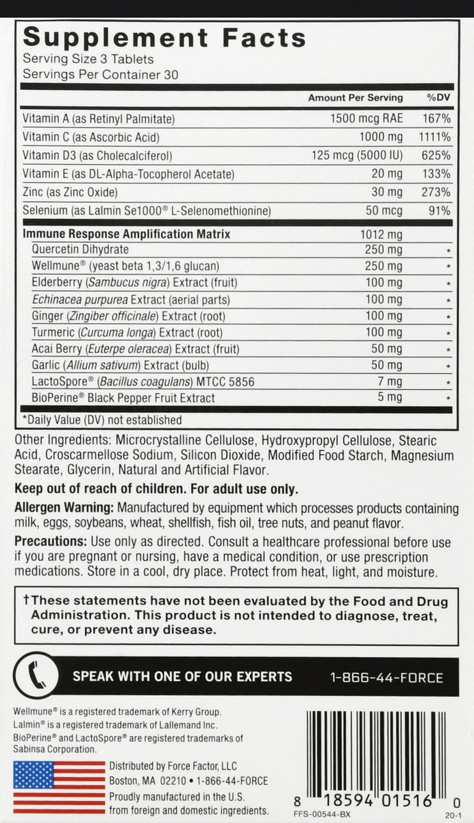 slide 8 of 13, Force Factor 1000 mg Tablets Immunity 90 ea, 90 ct