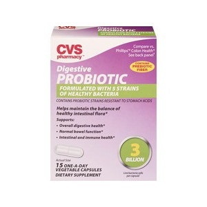 slide 1 of 1, CVS Health Digestive Probiotic Vegetable Capsules, 15 ct