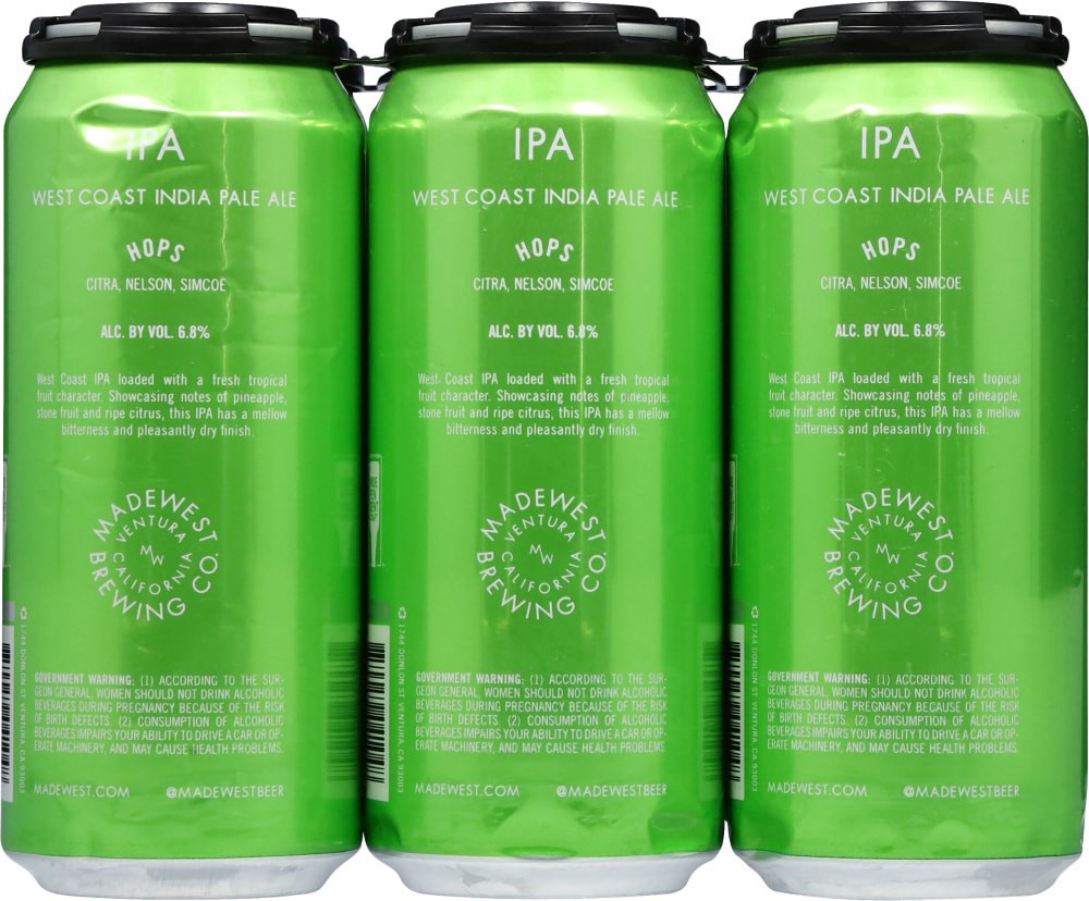 slide 2 of 2, MadeWest IPA Beer 6 - 16 fl oz Cans, 6 ct