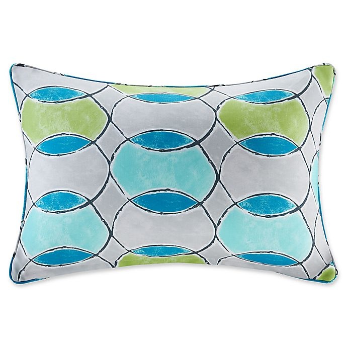 slide 1 of 1, Madison Park Gaviota Oblong Outdoor Throw Pillow - Blue/Green, 14 in x 20 in