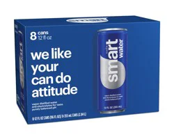 Smartwater Vapor Distilled Premium Water Can, 12 Fl Oz 8 Pack