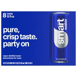 Smartwater Vapor Distilled Premium Water Can, 12 Fl Oz 8 Pack