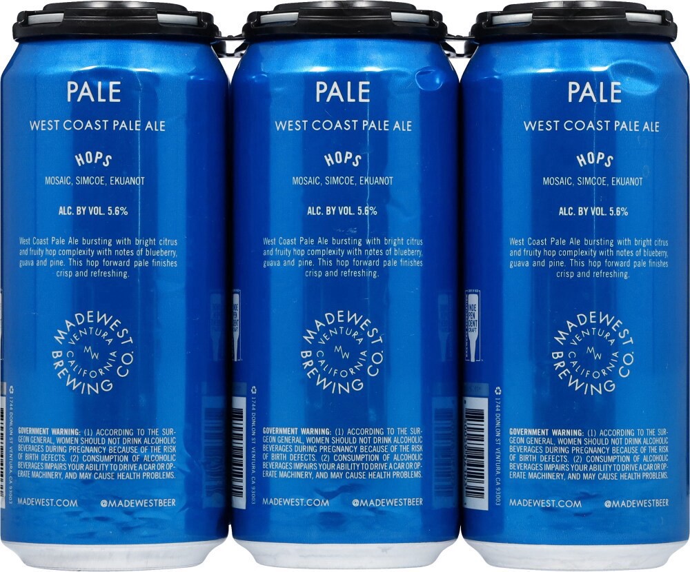 slide 2 of 2, MadeWest Pale Beer 6 - 1 pint Cans, 6 ct