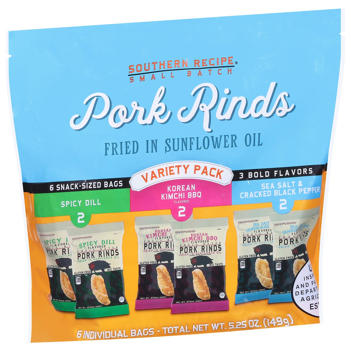 slide 2 of 9, Southern Recipe Small Batch Variety Pack Pork Rinds 6 Individual Bags, 6 ct