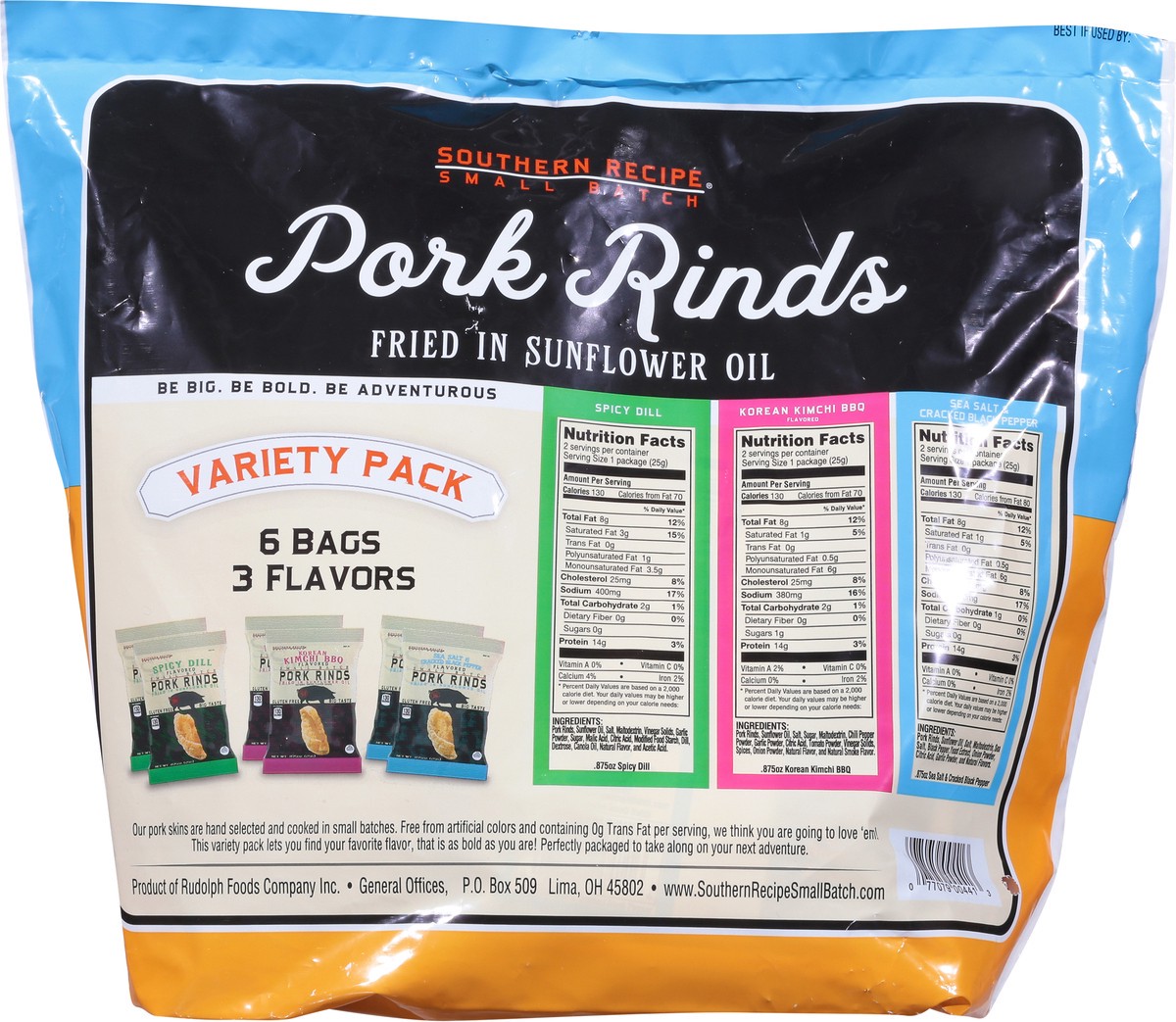 slide 5 of 9, Southern Recipe Small Batch Variety Pack Pork Rinds 6 Individual Bags, 6 ct