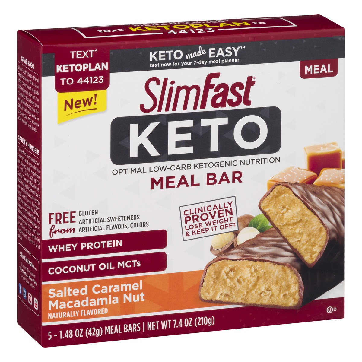 slide 2 of 10, SlimFast Low-Carb Salted Caramel Macadamia Nut Meal Bar 5 ea, 5 ct