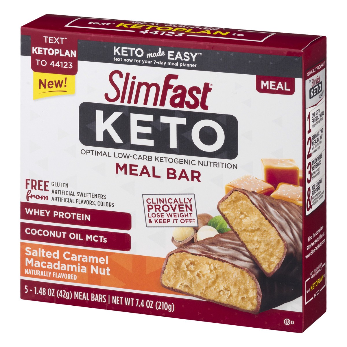 slide 3 of 10, SlimFast Low-Carb Salted Caramel Macadamia Nut Meal Bar 5 ea, 5 ct